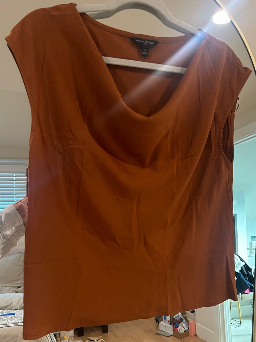 Banana Republic Rust Brown Sleeveless Cowl Neck Blouse